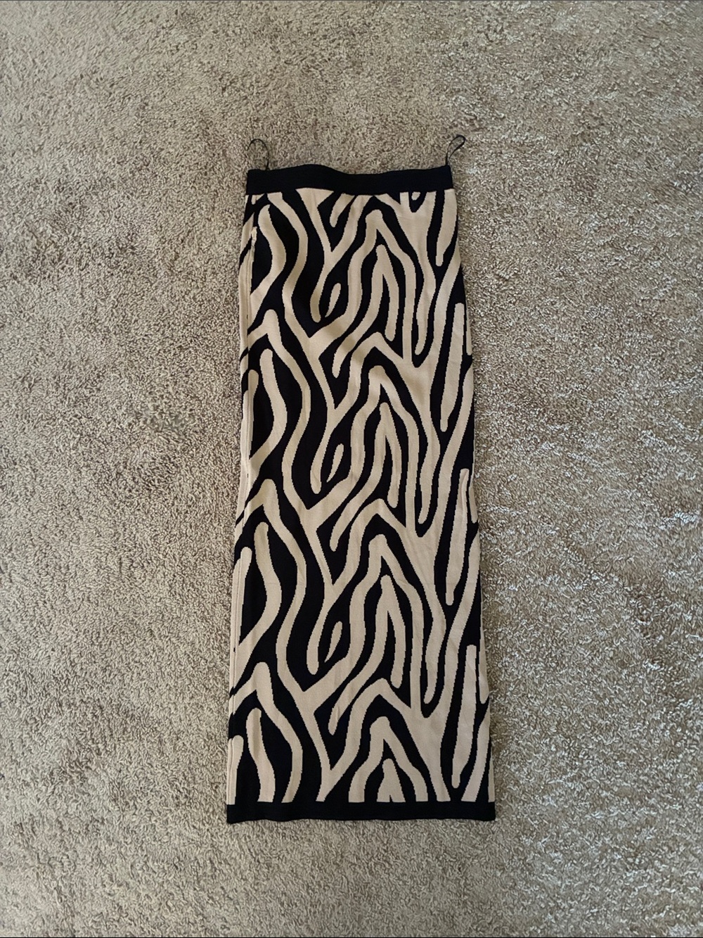 Fashion Nova Black and Cream Zebra-Print Maxi Skirt
